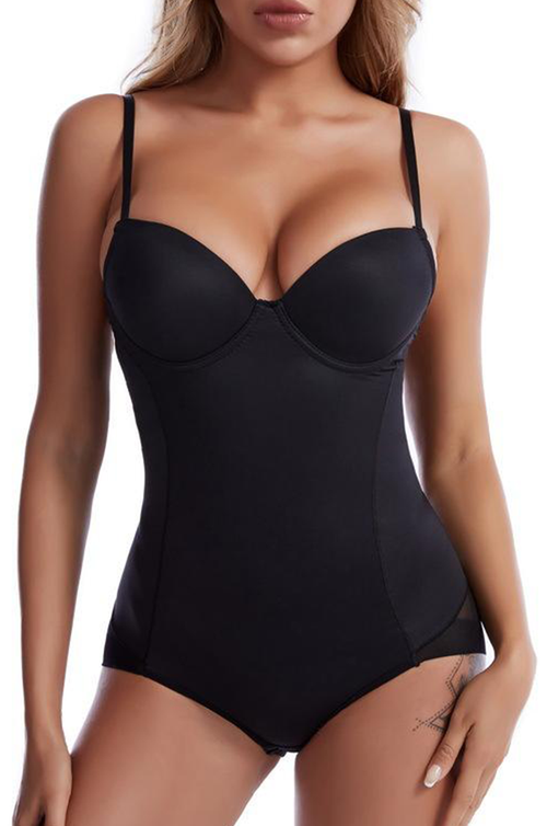 Body ultramodelator cu cupe push-up și bretele reglabile 3BK114